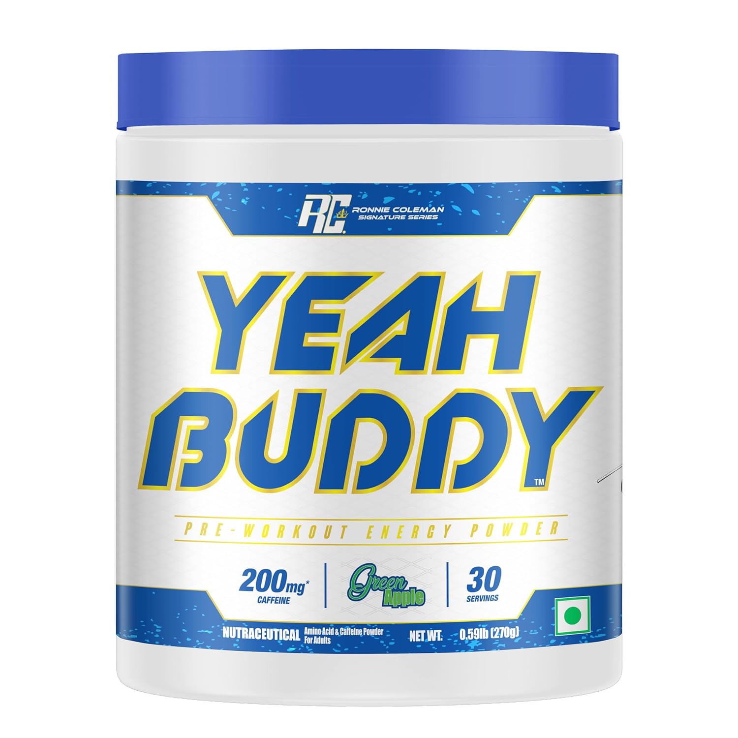 Ronnie Coleman Signature Series Yeah Buddy Pre-Workout Powder, Green Apple (30 Servings, 270g / 0.59lbs)
