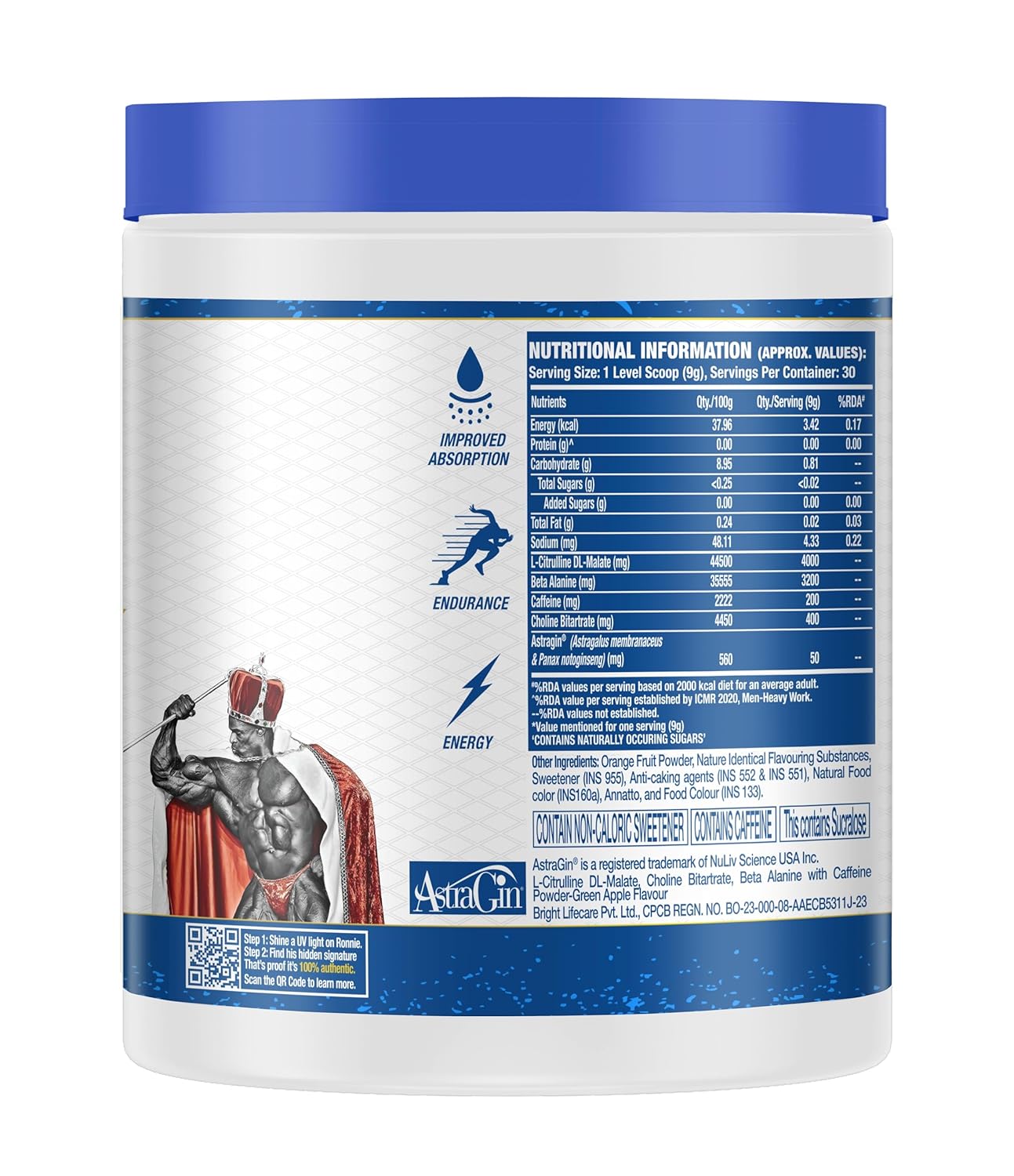 Ronnie Coleman Signature Series Yeah Buddy Pre-Workout Powder, Green Apple (30 Servings, 270g / 0.59lbs)