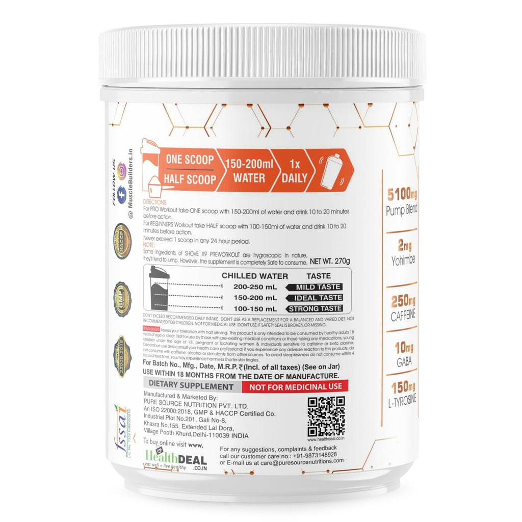 MB MUSCLE BUILDER'S Shove X9 Preworkout - Boost Energy, Increase Endurance and Focus, Beta-Alanine, 250mg Caffeine, Citrulline Malate, L-Arginine for Athletic Performance & Muscle Pumps [60 Servings, Cranberry]