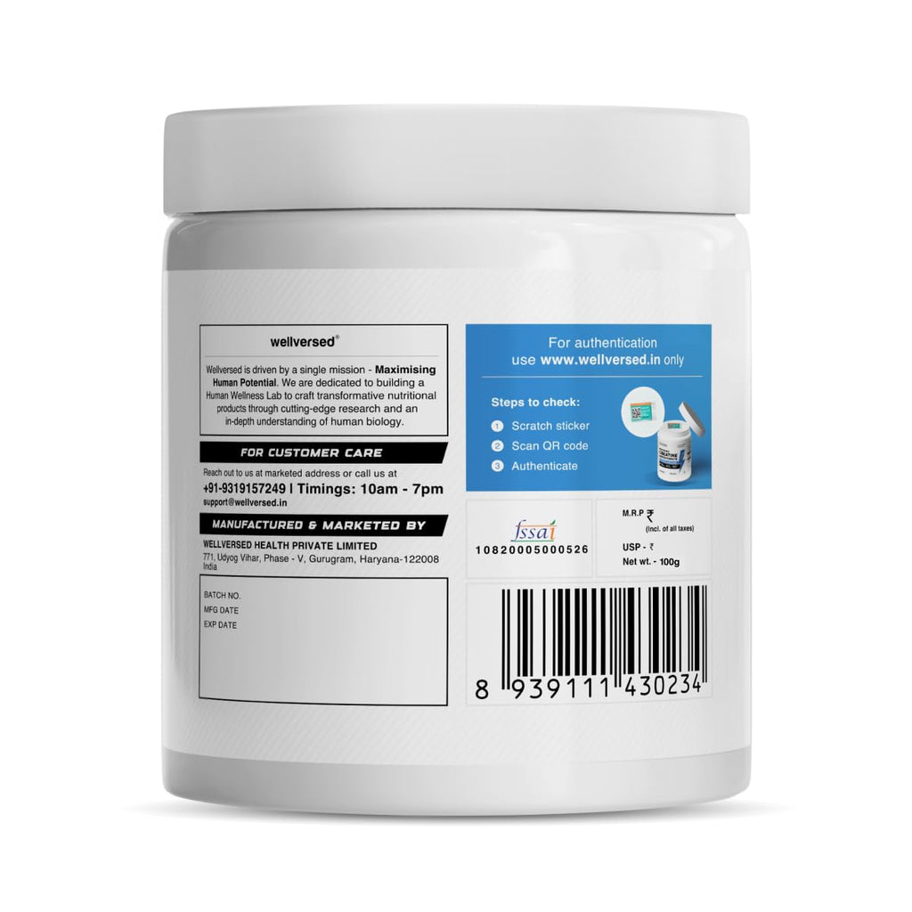 Wellcore Pure Micronised Creatine Powder (33 Servings, Unflavoured) For Enhanced Muscle Strength With Rapid Absorption | Creatine Monohydrate | Wellcore Creatine Unflavoured - 100g