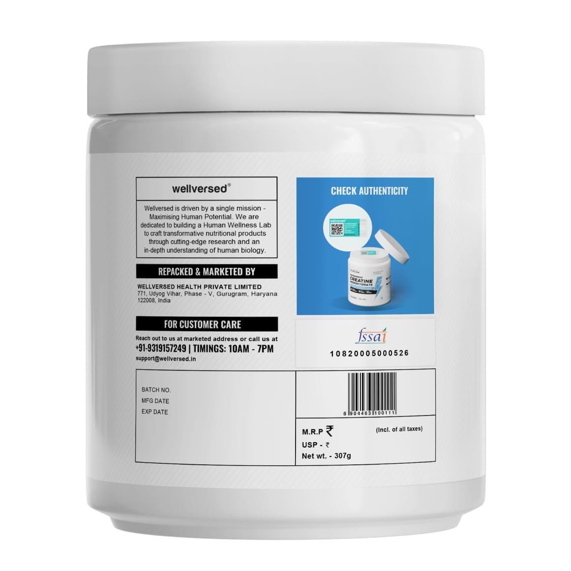 Wellcore Pure Micronised Creatine Powder (83 Servings, Fruit Fusion) For Enhanced Muscle Strength With Rapid Absorption | Creatine Monohydrate | Wellcore Creatine - 307g