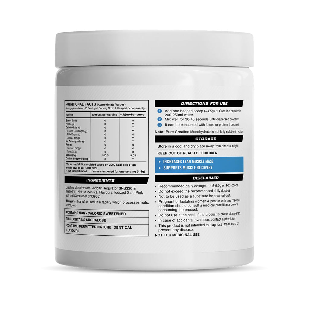 Wellcore Pure Micronised Creatine Powder (33 Servings, Lemon Lime) For Enhanced Muscle Strength With Rapid Absorption | Creatine Monohydrate | Wellcore Creatine - 149g
