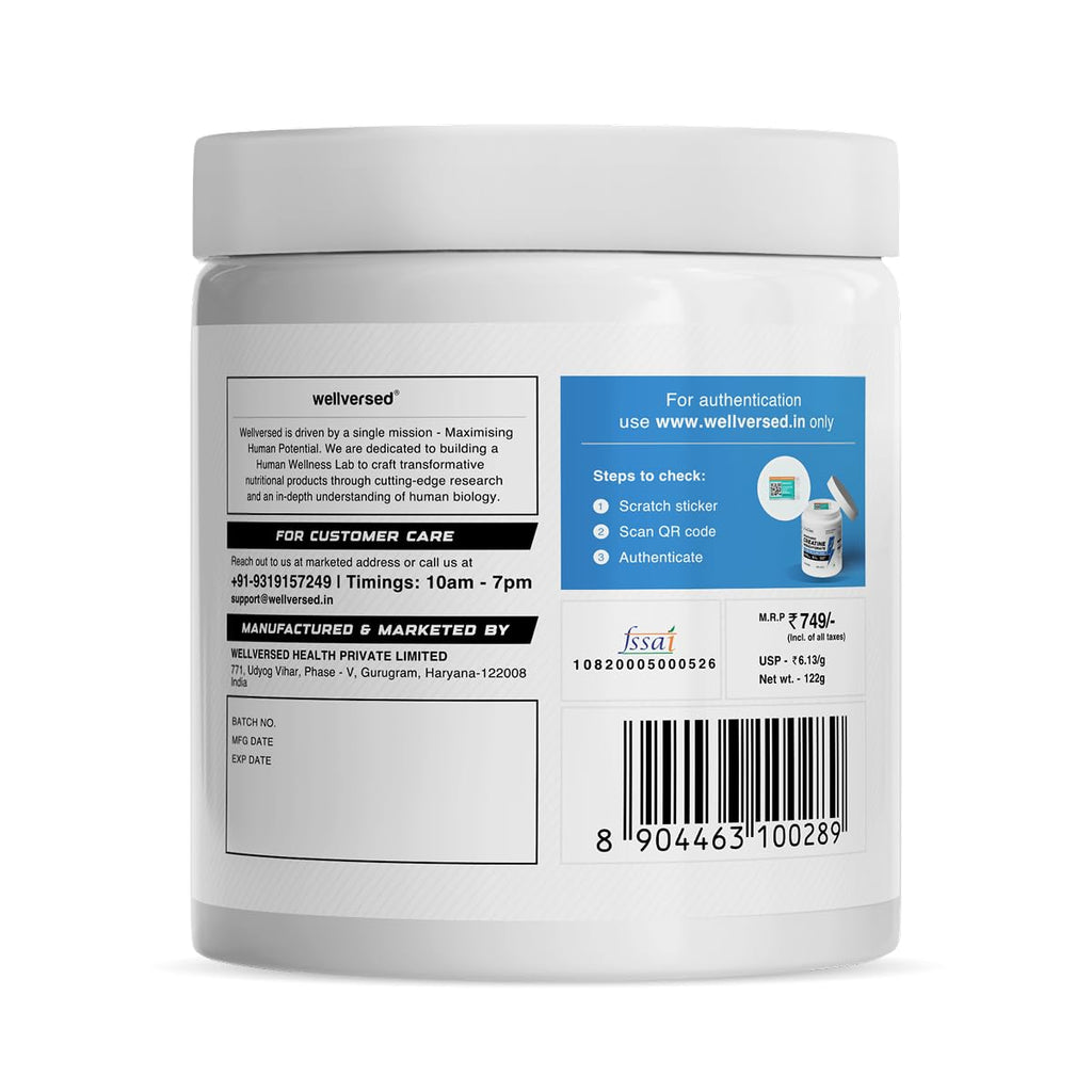 Wellcore Pure Micronised Creatine Powder (33 Servings, Watermelon Wave) For Enhanced Muscle Strength With Rapid Absorption | Creatine Monohydrate | Wellcore Creatine Flavoured - 122g