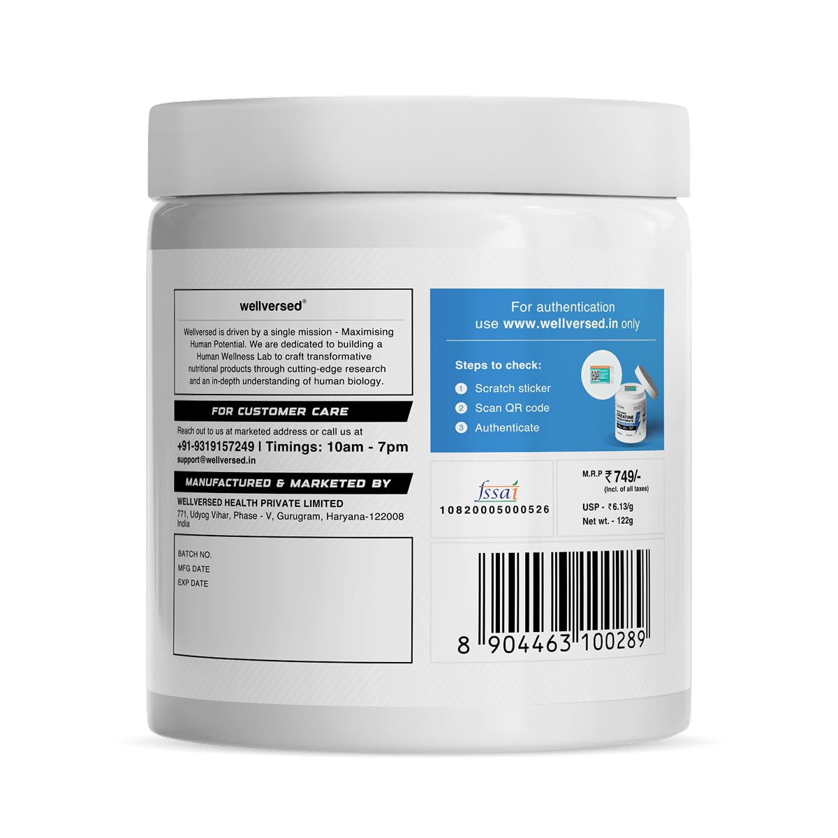 Wellcore Pure Micronised Creatine Powder (33 Servings, Watermelon Wave) For Enhanced Muscle Strength With Rapid Absorption | Creatine Monohydrate | Wellcore Creatine Flavoured - 122g