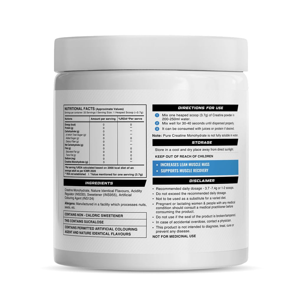 Wellcore Pure Micronised Creatine Powder (33 Servings, Watermelon Wave) For Enhanced Muscle Strength With Rapid Absorption | Creatine Monohydrate | Wellcore Creatine Flavoured - 122g