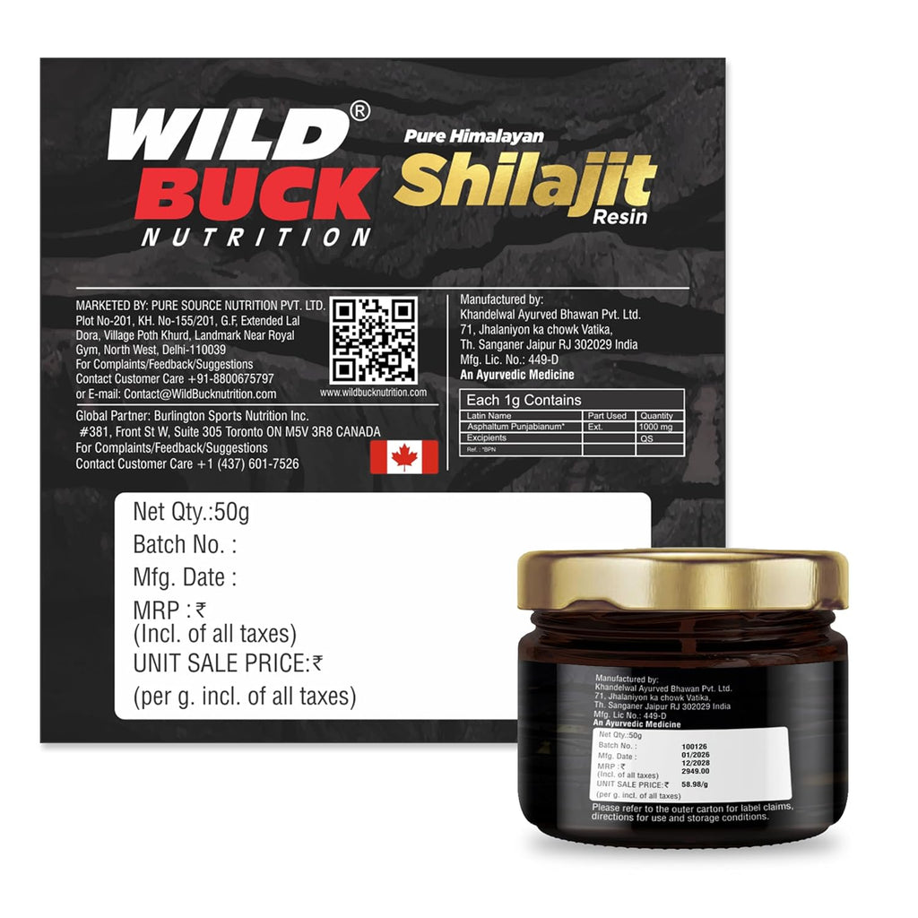 Wild Buck Nutrition Pure Himalayan Shilajit Resin 50g | 76%+ Fulvic Acid | Lab Tested & COA Verified | No Additives, No Preservatives | Authentic Ayurvedic Mineral Resin for Daily Wellness, Energy & Active Lifestyle Support