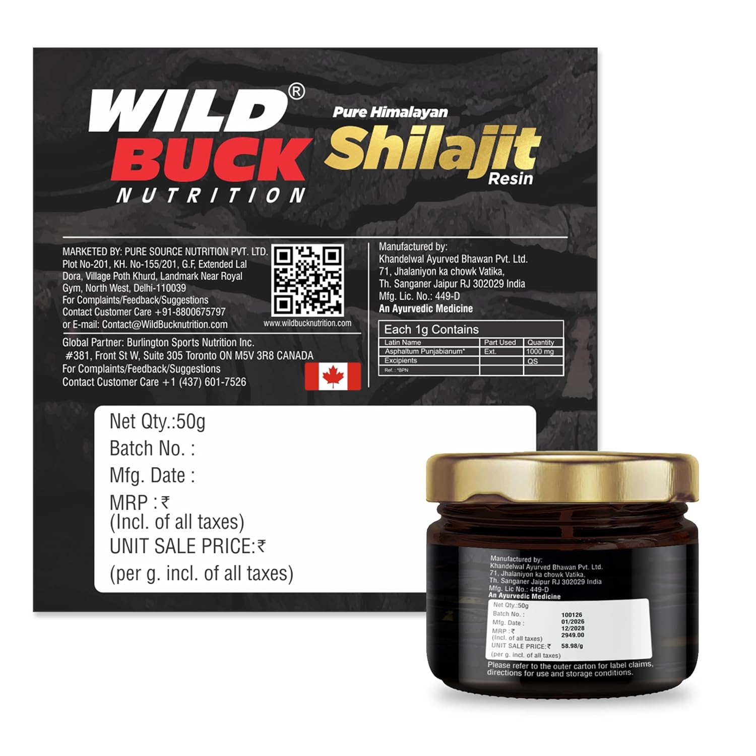 Wild Buck Nutrition Pure Himalayan Shilajit Resin 50g | 76%+ Fulvic Acid | Lab Tested & COA Verified | No Additives, No Preservatives | Authentic Ayurvedic Mineral Resin for Daily Wellness, Energy & Active Lifestyle Support